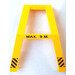 LEGO Yellow Crane Support - Double with &quot;Max 9 m&quot; and Danger Stripes Sticker (Studs on Cross-Brace) (2635)
