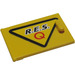 LEGO Geel Kast 2 x 3 x 2 Deur met &#039;R.E.S. Q&#039; (Rechtsaf) Sticker (4533)