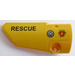 LEGO Yellow Curved Panel 3 Left with &#039;RESCUE&#039; and sign &#039;DANGER&#039; Sticker (64683)