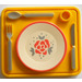 LEGO Yellow Dinner Tray with Knife, Spoon, Fork and Decorated Dish Pattern (33014 / 82473)