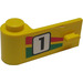 LEGO Jaune Porte 1 x 3 x 1 La gauche avec &quot;1&quot; et rouge et Green Stripe Autocollant (3822)