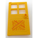 LEGO Gelb Tür 1 x 4 x 6 mit 4 Panes und Stud Griff mit Wood Stall Tür Aufkleber (60623)