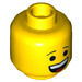 LEGO Amarillo Doble cara Emmet Cabeza con Open Boca con Dientes y Happy / Serious Cara (Espiga sólida hueca) (3626 / 44209)