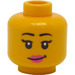 LEGO Gul Dobbeltsidet Kvinde Hoved med Sort Eyebrows, Lyserød Lips / Solbriller (Forsænket solid knops) (3626 / 20068)