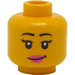 LEGO Yellow Dual Sided Female Head with Black Eyebrows, Pink Lips / Sunglasses (Recessed Solid Stud) (3626 / 20068)