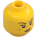 LEGO Yellow Dual-Sided Female Head with Feckles and Lopsided Smirk / Winking Face (Recessed Solid Stud) (3626 / 38300)