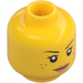 LEGO Gul Dobbeltsidig Kvinne Hode med Freckles og Serious Expression / Bred Open Smile (Forsenket solid knott) (3626 / 68335)