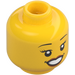 LEGO Yellow Dual-Sided Female Head with Open Smile with Teeth / Laughing with Closed Eyes (Recessed Solid Stud) (3626 / 56785)