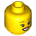 LEGO Jaune Dual-Sided Female Diriger avec Open Smile avec Les dents / Laughing avec fermé Yeux (Goujon solide encastré) (3626 / 56785)