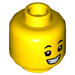 LEGO Yellow Dual Sided Girl Head with Wide Grin / Wide Open Mouth (Recessed Solid Stud) (3626 / 69191)