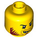 LEGO Geel Dual Sided Hoofd met Angry Scowl met Dark Rood Beard/Stubble (Verzonken Solid Stud) (14352 / 16692)