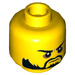 LEGO Yellow Dual Sided Head with Black Beard, Black Eyebrows (Recessed Solid Stud) (3626 / 34562)