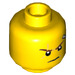 LEGO Yellow Dual Sided Kai Head with Scar and Bandage Strip (Recessed Solid Stud) (3626 / 33812)