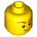 LEGO Yellow Dual-Sided Minifig Head with Dark Orange Eyebrows and Goatee (Recessed Solid Stud) (3626 / 23772)