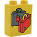 LEGO Gelb Duplo Backstein 1 x 2 x 2 mit 1 Grau und 1 rot Koffer ohne Unterrohr (4066)