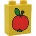 LEGO Gelb Duplo Backstein 1 x 2 x 2 mit Apfel ohne Unterrohr (4066 / 42657)