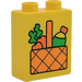 LEGO Yellow Duplo Brick 1 x 2 x 2 with Carrots and Bottle in Picnic Basket without Bottom Tube (4066)