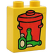 LEGO Yellow Duplo Brick 1 x 2 x 2 with Garbage Can with Round Handle and Bottles without Bottom Tube (4066 / 42657)