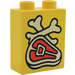 LEGO Yellow Duplo Brick 1 x 2 x 2 with Steak and Cross Bones without Bottom Tube (4066)