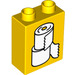 LEGO Yellow Duplo Brick 1 x 2 x 2 with toilet paper with Bottom Tube (15847 / 29325)