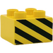 LEGO Gelb Duplo Backstein 2 x 2 mit Schwarz diagonal lines (3437 / 51734)