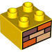 LEGO Yellow Duplo Brick 2 x 2 with brick wall (3437)