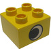LEGO Yellow Duplo Brick 2 x 2 with Eye Pattern on 2 Sides, Without White Spot (3437 / 31460)