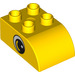 LEGO Gelb Duplo Backstein 2 x 3 mit Gebogenes Oberteil mit Eye mit Klein Weiß Spot (10446 / 13858)