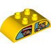 LEGO Yellow Duplo Brick 2 x 4 with Curved Sides with Driver and blonde girl looking out of windows (43537 / 98223)