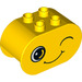 LEGO Yellow Duplo Brick 2 x 4 x 2 with Rounded Ends with Winky face (6448 / 24441)