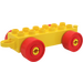 LEGO Yellow Duplo Car Chassis 2 x 6 with Red wheels (Closed Hitch)