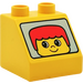 LEGO Jaune Duplo Pente 2 x 2 x 1.5 (45°) avec Affronter avec rouge Cheveux (6474)