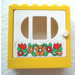 LEGO Geel Fabuland Door Frame 2 x 6 x 5 with White Door with barred oval Window with Sticker