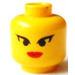 LEGO Yellow Female Head with Black Pointed Eyelashes and Red Lips (3626)