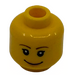 LEGO Amarillo Mujer Cabeza con Marrón Eyebrows y Rosa Lips (Espiga sólida hueca) (3626 / 82131)