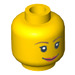 LEGO Jaune Female Diriger avec Brown Eyebrows et rouge Lips (Goujon solide encastré) (14750 / 82131)