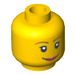 LEGO Amarillo Mujer Cabeza con Marrón Eyebrows y Rojo Lips (Espiga sólida hueca) (14750 / 82131)