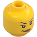 LEGO Gul Kvinde Hoved med Eyelashes, Hævet Eyebrow og Lopsided Smile (Forsænket solid knops) (3626 / 29627)