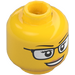 LEGO Gelb Weiblich Kopf mit Brille und open Smile (Vertiefte feste Noppen) (3626 / 26880)