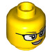 LEGO Yellow Female Head with Glasses and open Smile (Recessed Solid Stud) (3626 / 26880)