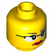 LEGO Yellow Female Head with Glasses (Recessed Solid Stud) (3626 / 16158)