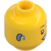 LEGO Gul Kvinde Hoved med Open Smile og Hearing Aid (Forsænket solid knops) (3626 / 69148)