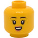 LEGO Yellow Female Head with Pink Lips and Small Smile with Teeth / Stressed (Recessed Solid Stud) (3626)