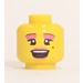 LEGO Yellow Female Head with Pink Lips, Eye Shadow, Open Mouth and Beauty Mark (Recessed Solid Stud) (3626)