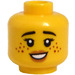 LEGO Gelb Female Kopf mit Smile und Freckles (Einbau-Vollbolzen) (3626)
