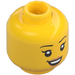 LEGO Žlutá ženský Minifigurka Hlava s Eyelashes a Smile (Zapuštěný pevný cvoček) (3626 / 56663)