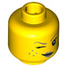 LEGO Geel Genie Meisje Hoofd met Zilver Lipstick, Winking en Freckles (Verzonken solide nop) (3626 / 18194)