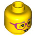 LEGO Yellow Grandma Head With Red Glasses (Recessed Solid Stud) (3626 / 14630)