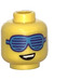 LEGO Yellow Head of Beach Party Dude with Blue Glasses (Recessed Solid Stud) (3626)