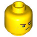 LEGO Geel Hoofd Reddish Brown Eyebrows en Freckles Patroon (Verzonken Solid Stud) (3626 / 33849)